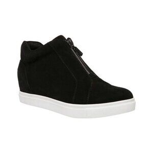 Women’s Blondo Glenda Suede Zip-Up Hidden Wedge Heel Sneakers, Black, 9